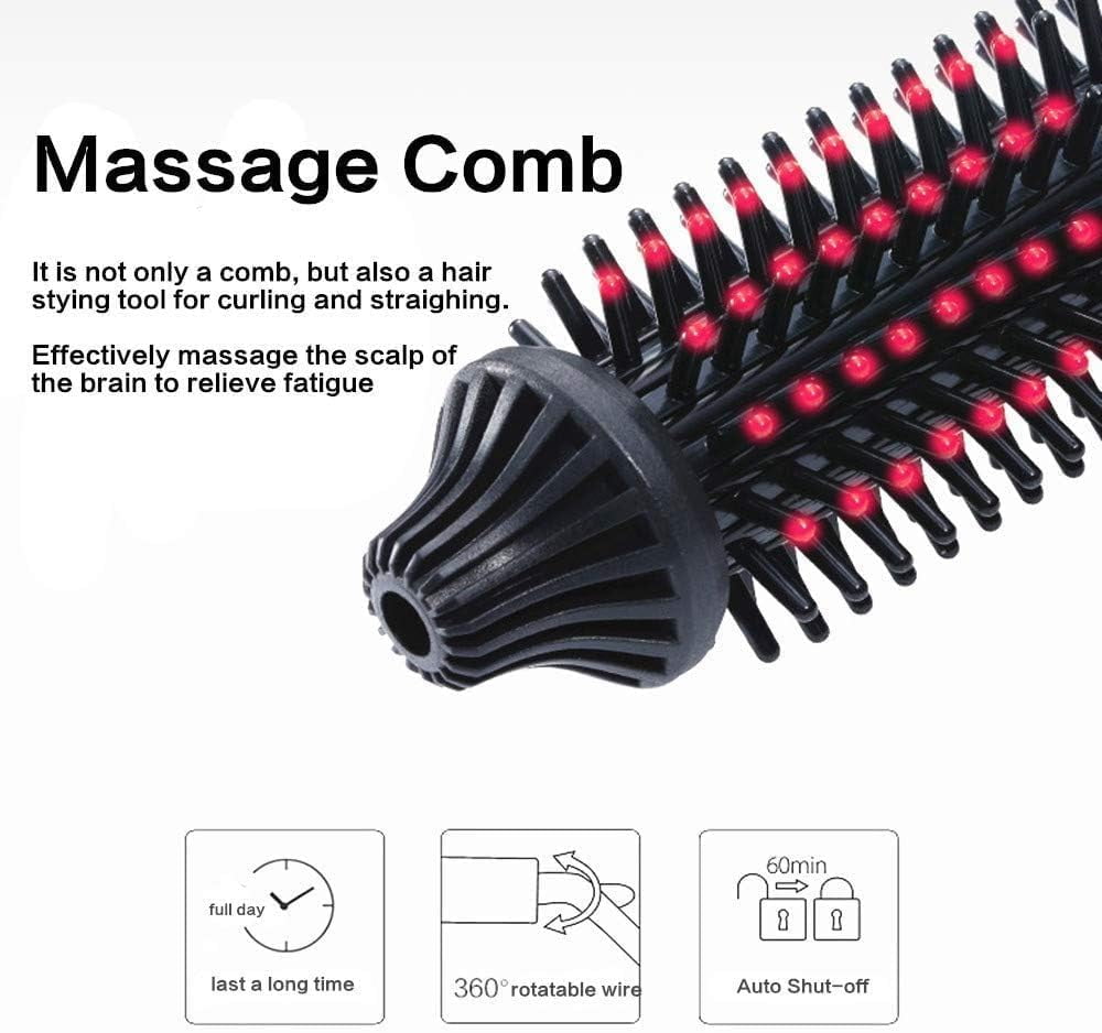 Mini Collaspe Hair Curler, Tangle-Free Curling Iron Brush and Volumizer, Dual Voltage Travel-Friendly Tourmaline Ceramic Ionic Hot Brush Styling Wand(Red)