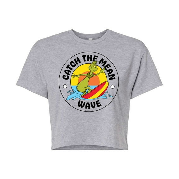 The Grinch - Catch The Mean Wave - Juniors Cropped Cotton Blend T-Shirt