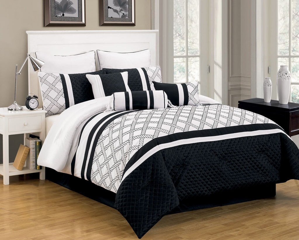 9 Piece Randi Black And White Comforter Set Walmart Com