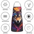 thumbnail image 6 of Yiaed Colorful Wolf Head Print Kitchen Apron with Hand Wipe Pockets,Big Pocket,Aprons for Women with Pockets, Waterproof for Cooking Baking, 6 of 7