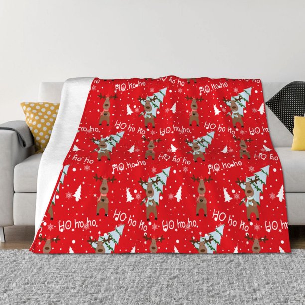 Balery Christmas Deer 1 Manta de Franela con Dibujo, Lujo Ultra Suave y Cálido, Antipelusa y Resistente a las Arrugas para Cama, Sofá, Camping -60"x50"