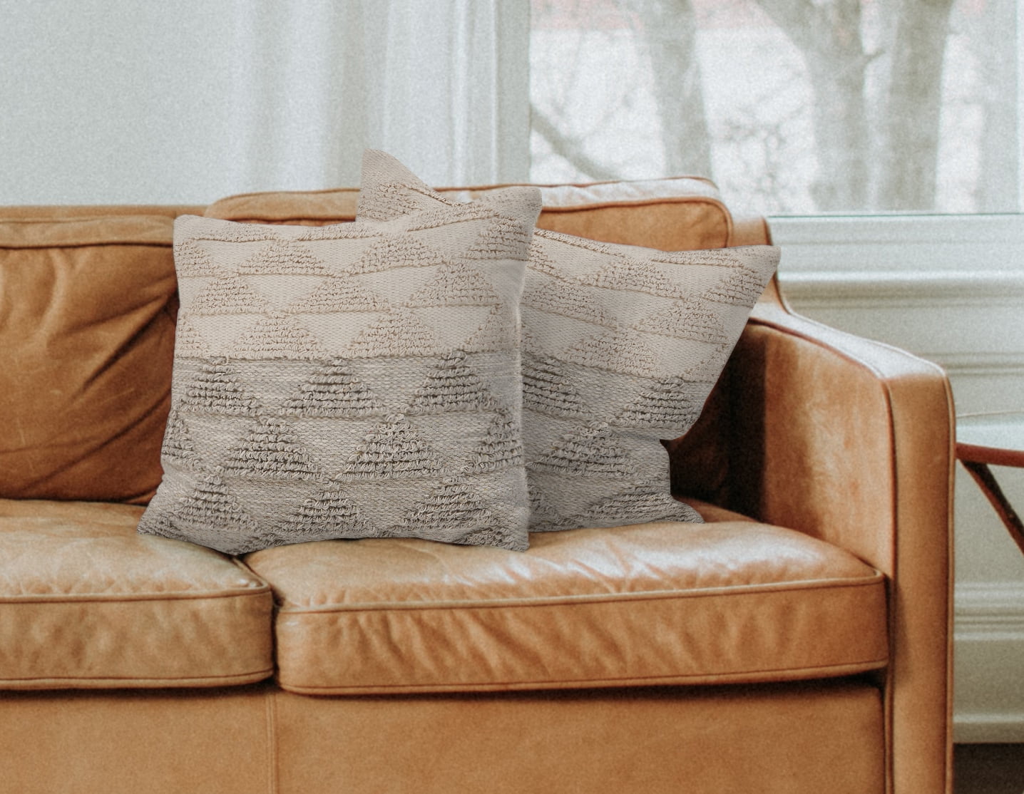 Ox Bay Gray Color Block Organic Cotton Square 2 Piece Pillow Cover Set