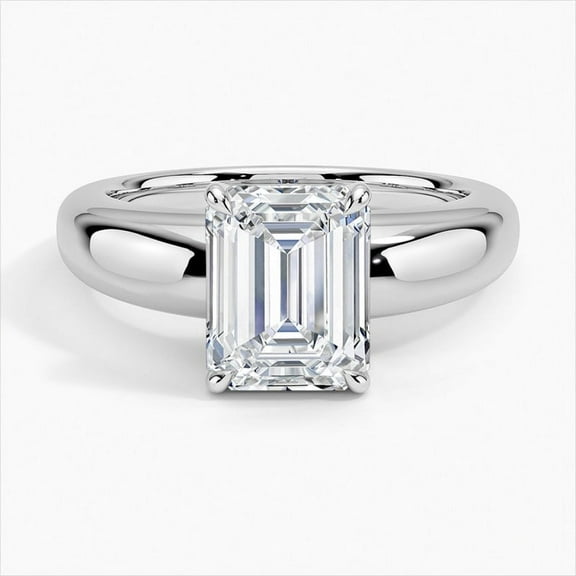 Dash Jewelry 14K White Gold Plated Ring - Emerald Cut Excellent 1.9 Ct Moissanite Engagement Ring - Solitaire Moissanite Rings for Her - Solo Stone Moissanite Rings for Women
