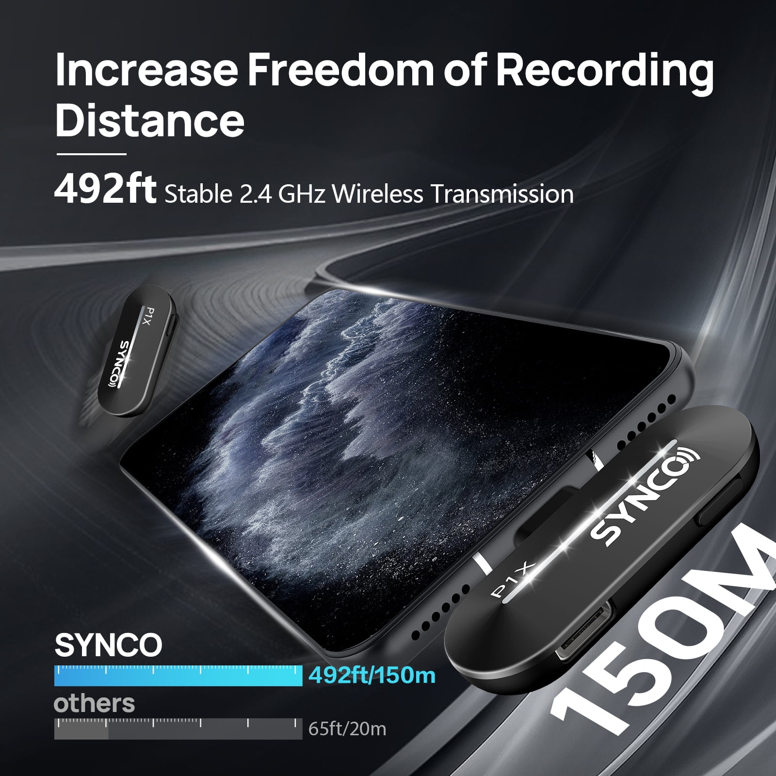 SYNCO P1XT Wireless Lavalier Microphone USB-C  for iPhone 15/16/17, Andriod Phone Tiktok Youtube Vlog Recording