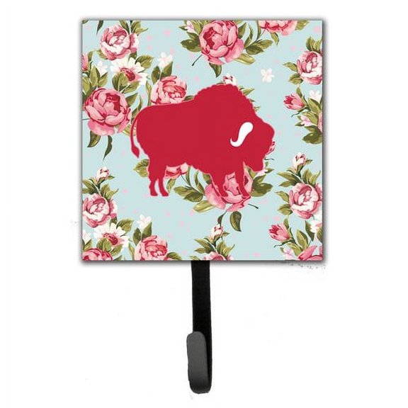 Caroline's Treasures BB1127-RS-BU-SH4 Buffalo Shabby Chic Blue Roses BB1127 Leash or Key Holder, Blue, Single Hook, multicolor