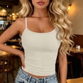 thumbnail image 2 of idosla Spaghetti Strap Crop Tank Tops for Women Cute Summer Camisoles for Teens Fitted Basic Layering Cami Undershirts (Light Yellow, One Size), 2 of 9