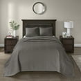 thumbnail image 3 of Regency Heights Quebec 3 Piece Bedspread Set Lightweight Reversible Bedding Set, King, Dark Grey, 3 of 14