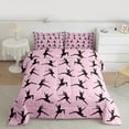 thumbnail image 2 of Manfei Ballet Girl Full Size Comforter Sets, Ballerina Silhouette Bedding Comforter Set, Sparkle Stars Bedding Sets, Pink Room Decor Reversible 3pcs, 2 of 8