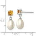 thumbnail image 3 of Sterling Silver Rh Citrine 7-8mm Fw Cultured Pearl Teardrop Earrings (20 X 8) Made In Canada qe12792, 3 of 5