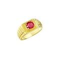 thumbnail image 4 of RYLOS Men's Ring 14K Yellow Gold Ring, 7MM Round Shape Gemstone Designer Style Ring Fun & Fabulous Ruby July Birthstone Rings Gold Size 9, 4 of 7