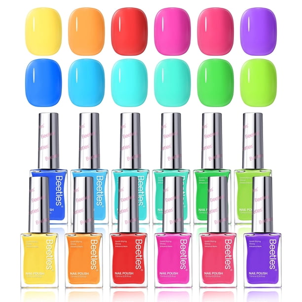 Set de esmaltes de uñas Beetles Neon Quick Dry 12 colores para mujer
