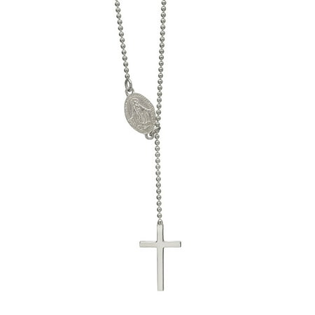 Pori Jewelers Sterling Silver Rosary Cross Adjustable Y Necklace