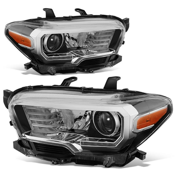 DNA Motoring Projector Headlights for 16-23 Toyota Tacoma, Black / Amber