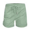 thumbnail image 4 of Besolor Summer Shorts for Women Casual High Waist Drawstring Roll up Bermuda Beach Loungewear Shorts with Pockets under $10, 4 of 7