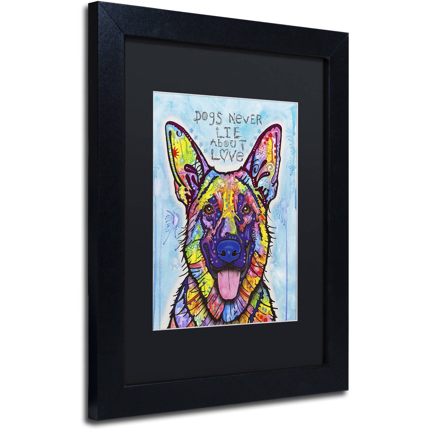 Trademark Fine Art 'Dogs Never Lie' Canvas Art by Dean Russo, Black Matte, Black Frame