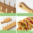 thumbnail image 3 of Bamboo Wooden Taco Holder Taco Display Stand Burrito Tortilla Plate Tray Food Holder Potato Chips Corn Roll Rack Burritos Rack, 3 of 6
