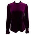 thumbnail image 5 of XIAOCHA Women's Velvet Blouses Long Sleeve Ruffle Neck Smocked Cuffs Pullover Top Elegant Party Tops, 5 of 5