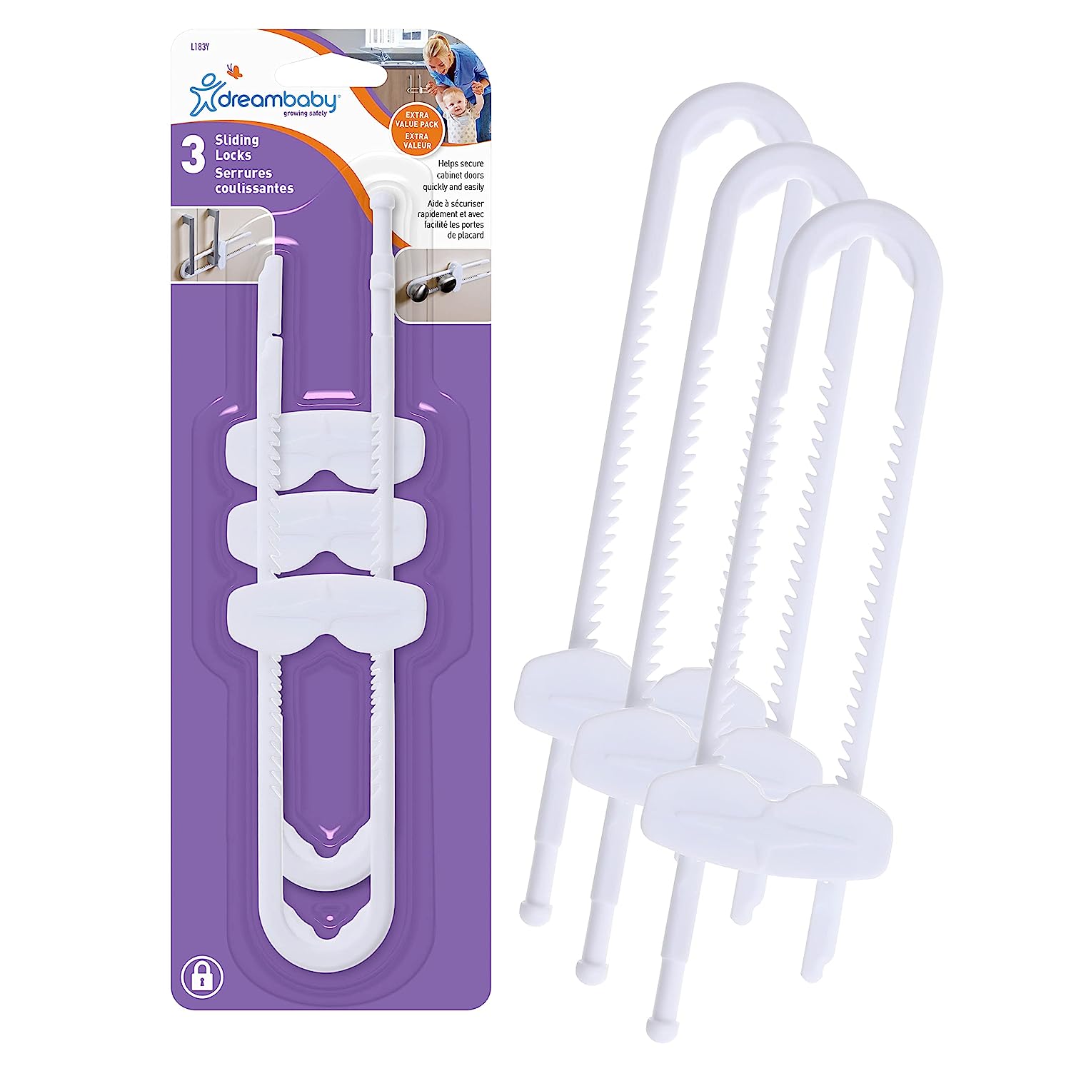 Dreambaby Sliding Cabinet Locks, 3 Pack photo 1