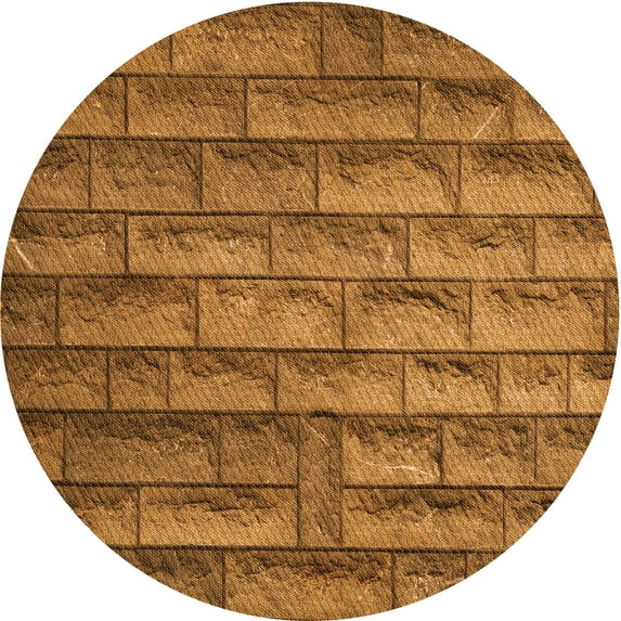 Ahgly Company Indoor Square Patterned Saddle Brown Area Rugs, 3' Square