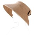 thumbnail image 5 of Fashion Women's and Girl's roll-up Summer Bow Tie Straw Visor Sun Hat, 5 of 6
