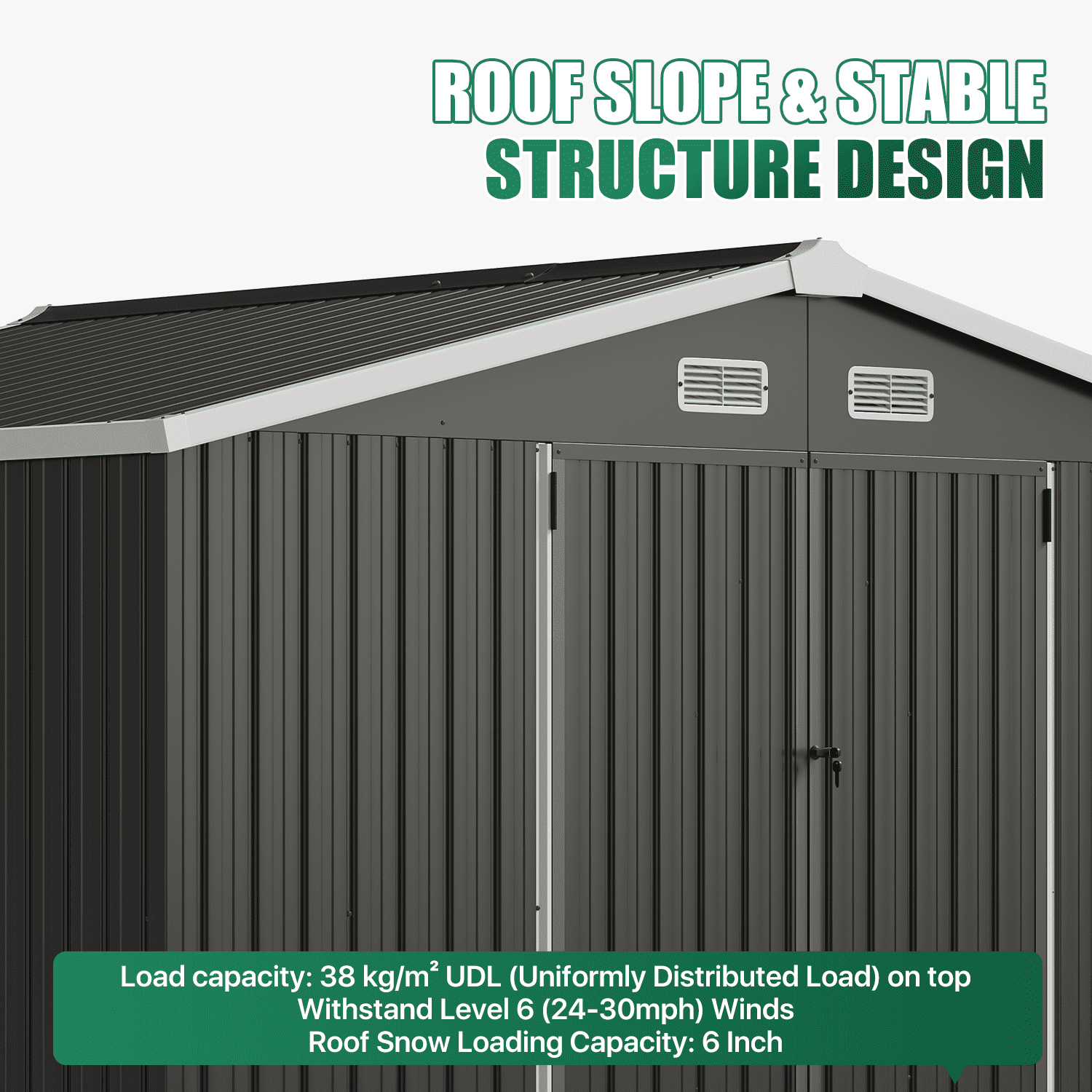 Clouddwell 10 x 8 FT Shed Outdoor Storage Shed with Double Hinged Large Door, Large Metal Shed with Lockable Door & Sloped Roof for Garden, Patio and Backyard, Black