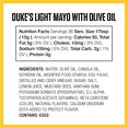 Duke's Light Mayonnaise with Olive Oil, 18 oz. squeeze bottle