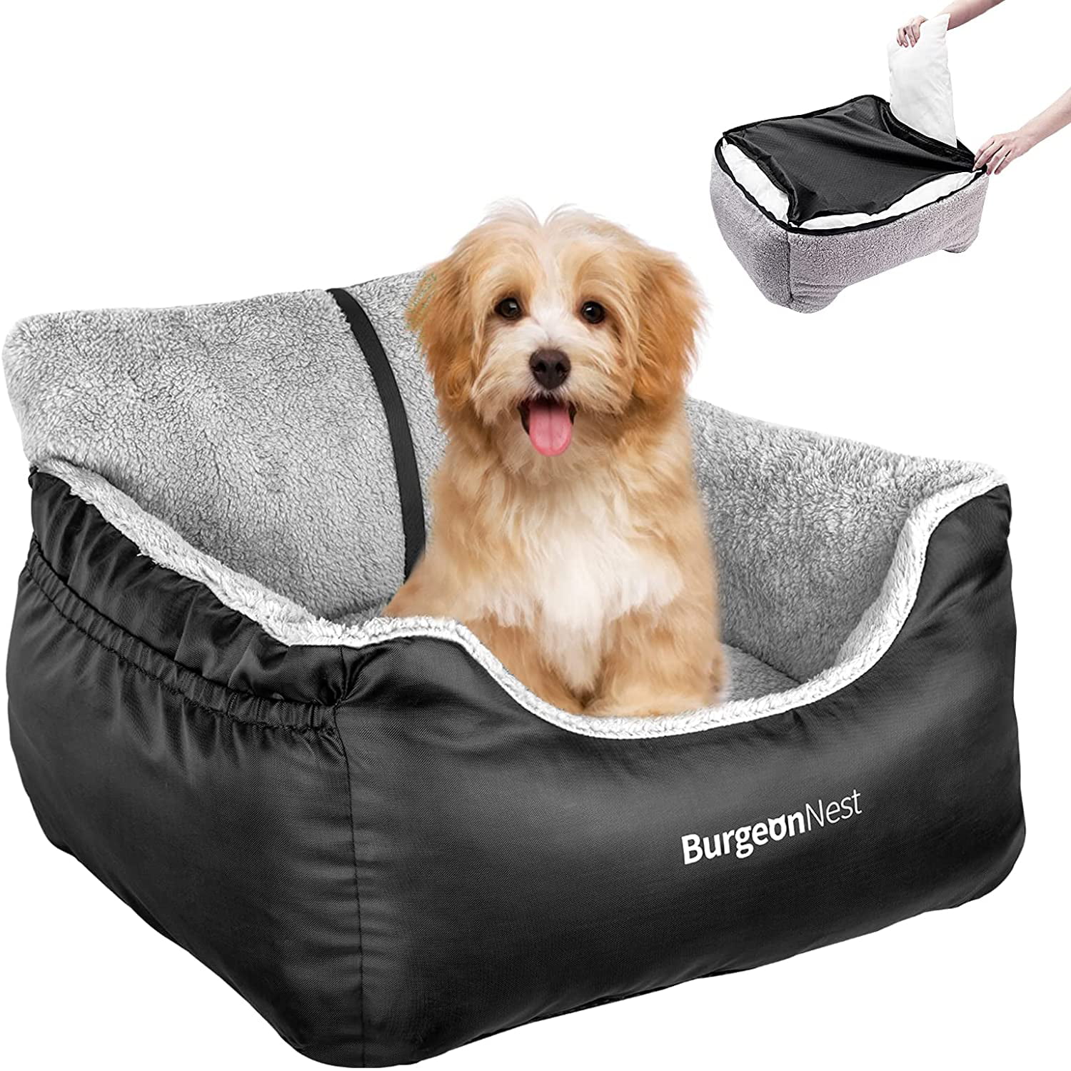 Dog Car Seat,Puppy Booster Seat Cat Pet Travel Car Carrier Bed with Storage Pocket and Clip-on Safety Leash Removable Washable Cover for Small Dogs and Cats. 
