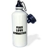 3dRose Peace Love and Gymnastics - Things that make me happy - gymnast gift, Sports Water Bottle, 21oz