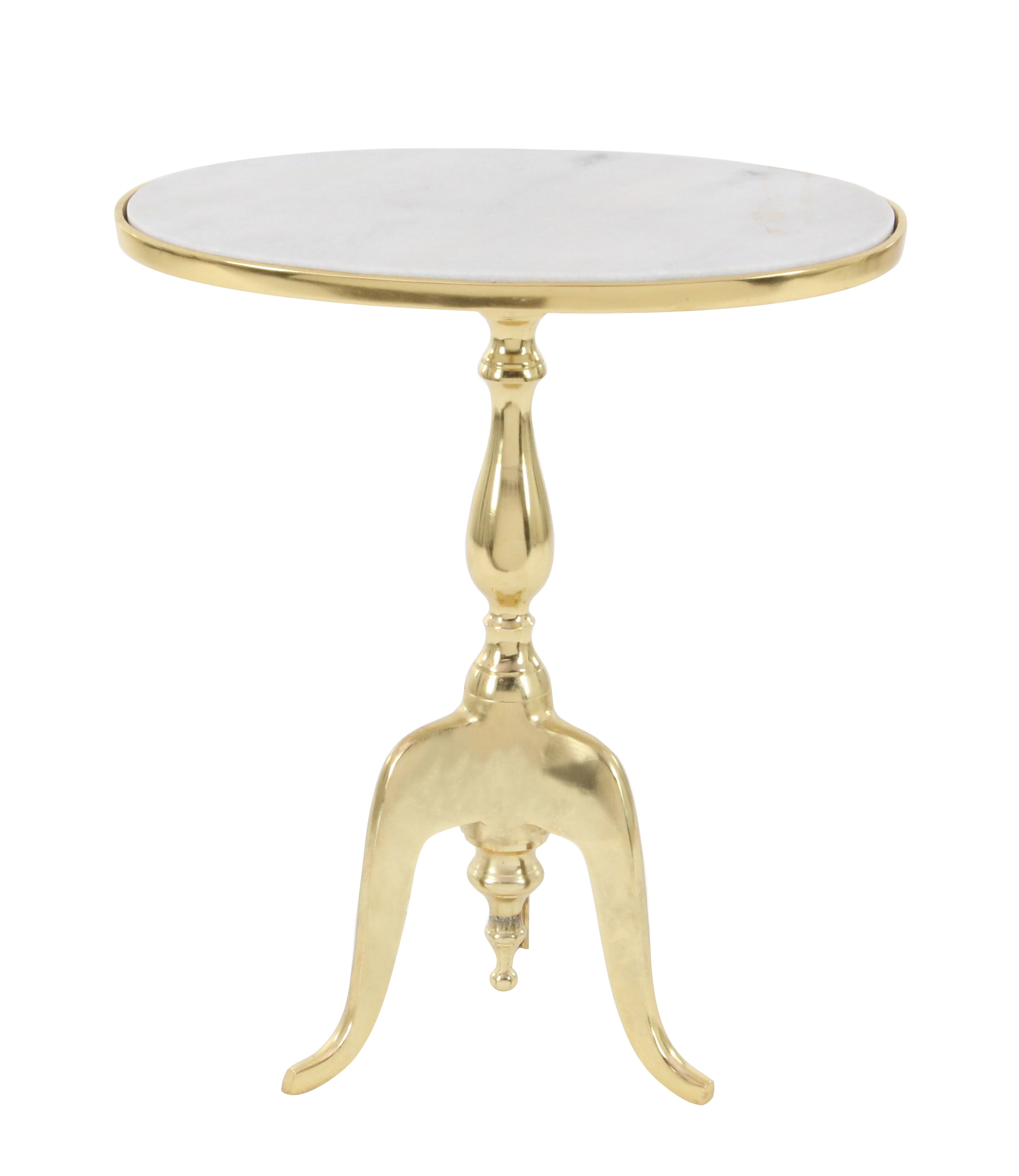 DecMode 22" x 19" Gold Stone Traditional Accent Table