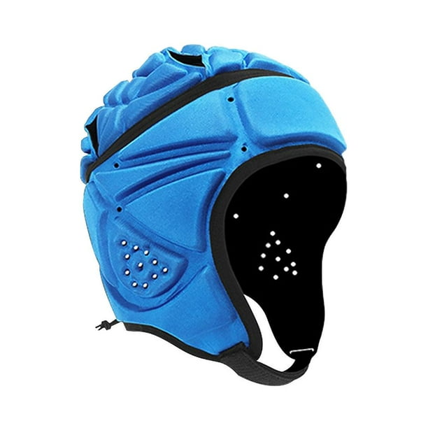 Casco de rugby con esponja EVA, ajustable, ultraligero, acolchado suave azul