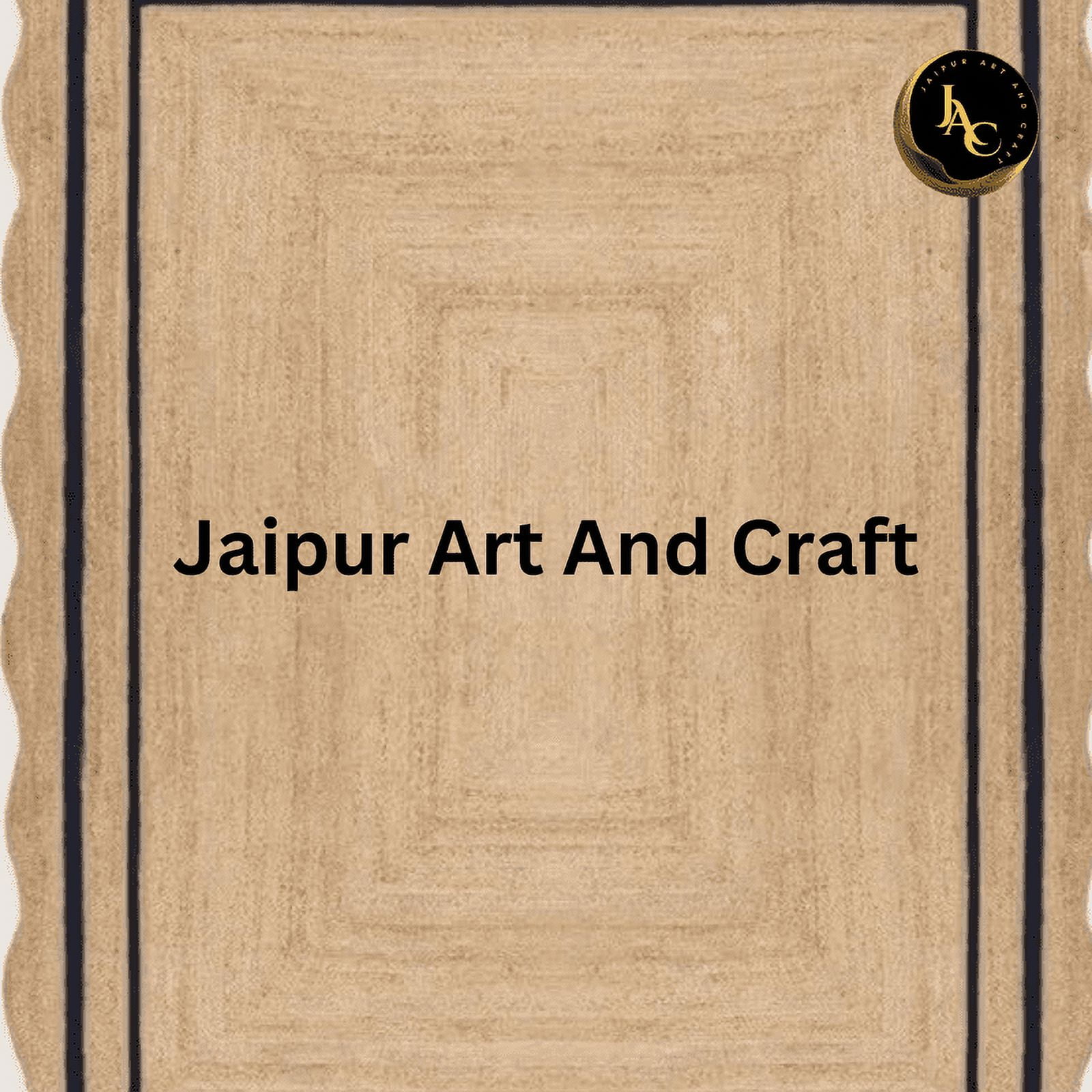 Jaipur Art And Craft Handmade Rectangle Scallop Black, Brown Reversible Jute Area Rug (3x8 Sq ft)