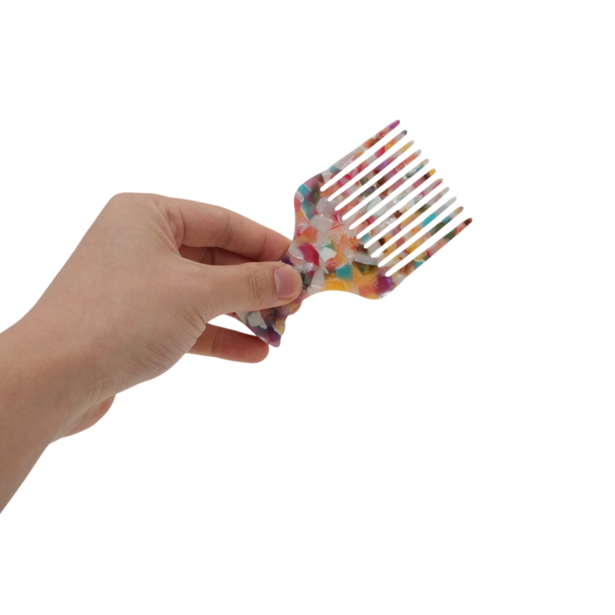 Unique Bargains 1 Pc Flat Handle Marble Hair Insert Comb for All Hair Types Multicolored