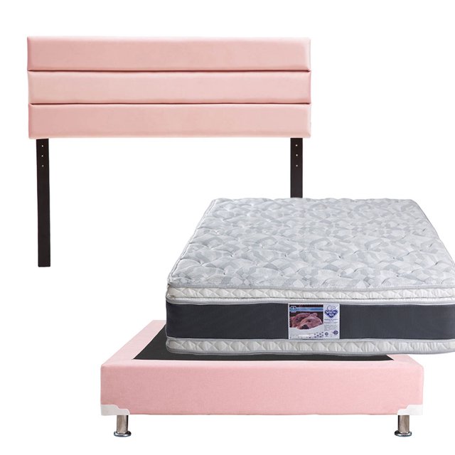 Colchón Matrimonial + Box Pink + Cabecera Logan Spring Air Dicasa Jupiter