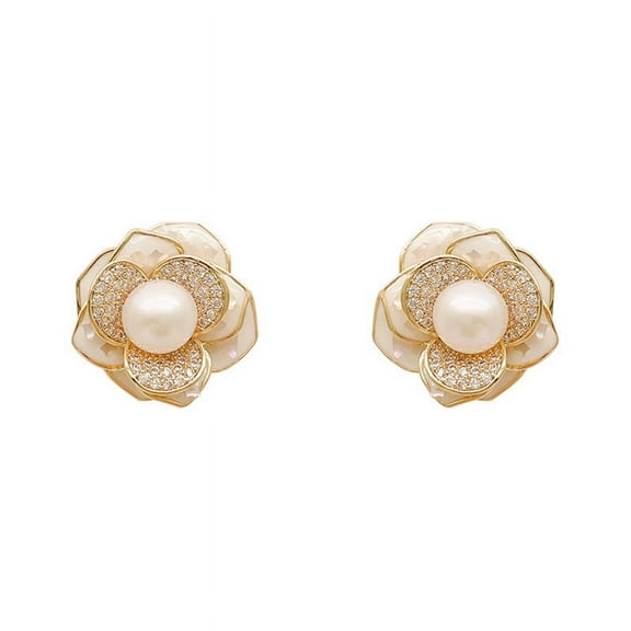 Elegant Pearl Flower Stud Earrings with 925 Silver Needle and 14K Gold Plated Gifts for Women with AIDAIL Jewelry Box