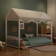 thumbnail image 4 of Euroco Metal Twin Size Canopy Bed, Low Profile House Bed with Guardrails, White, 4 of 10