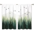 thumbnail image 6 of Green Misty Forest Small Kitchen Curtains Nature Window Treatment Tree Woodland Rod Pocket Cafe Short Curtains for Bathroom Dining Laundry Room Mountain Tier Treatment Drapes 26x36 inch, 6 of 6