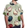 thumbnail image 2 of Baseball Men's Short Sleeve Button Down Poplin Casual Beach Shirts, 2 of 6