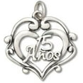 thumbnail image 1 of Sterling Silver 24" 1mm Quinceanera 15 Anos Inside Of Hearts Scrolls Birthday Pendant Necklace, 1 of 2