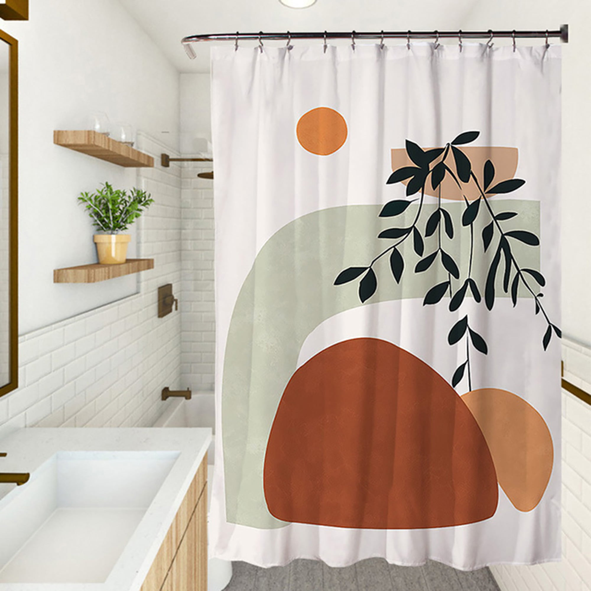 Bohemian Style Abstract Art Waterproof Fabric Bathroom Shower Curtain 12 Hooks 