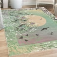 thumbnail image 1 of Birds Decorative Rug, Nature Themed Design of Flying Animals on Bare Branches Sun and Ombre Sky, Quality Carpet for Bedroom Dorm and Living Room, 6 Sizes, Pale Green, by Ambesonne, 1 of 4