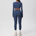 thumbnail image 5 of ZHISHINE Women Workout Sets 19 Pieces Long Sleeve Yoga Outfits Gym Clothes Seamless Ribbed Crop Top High Waist Leggings Navy M, 5 of 5