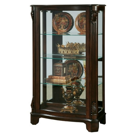 Cherry Carved Curio Cabinet - Canora Grey Akerman Mantel Lighted Curio Cabinet