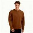 thumbnail image 1 of pstuiky camisas de hombre de manga larga, Sudadera deportiva holgada informal de color liso para hombre, blusa tipo jersey de manga larga con cuello redondo top de hombre l, 1 of 6