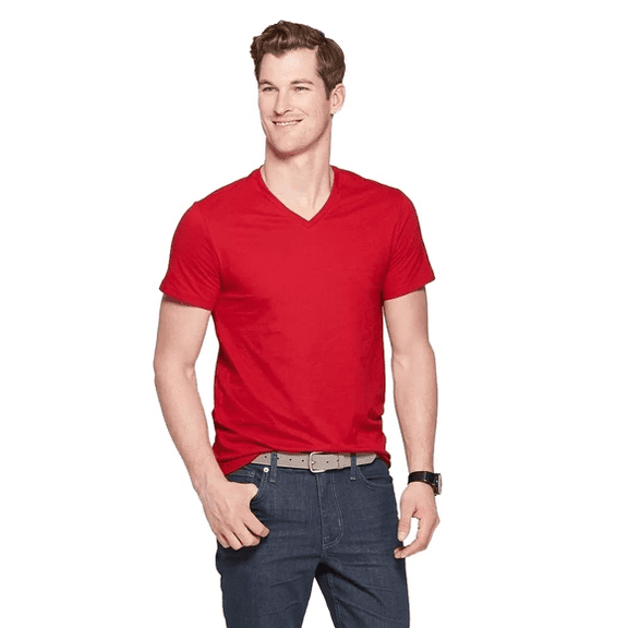 3Packs Men's Red V-Neck T-Shirt M