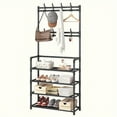 thumbnail image 2 of 1pc Free Standing Entrance Coat Rack with 8 Double Hooks and 5 Storage Shelves - Perfect for Living Room, Bathroom, and Hallway Organization, 2 of 4