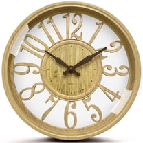 SANMADROLA Wall Clocks Battery Operated 12 Inch Silent Non Ticking Vintage Faux Wood Grain Cutout Decorative Clock for Home Decor Living Room Garden Farmhouse Office Kitchen Decoration