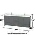 thumbnail image 4 of Wyndham Collection Sheffield 80" Wood Double Bathroom Vanity in Dark Gray/Chrome, 4 of 4