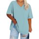 thumbnail image 1 of Hecho para Más Camisa Mujeres de Cuello en V de Gran Tamaño de Manga Corta Top Sólido, Base de Verano Deportivo Tee para el Uso Diario Y Casual Del Hogar, Bastidor de Imitación Ligero, 1 of 5
