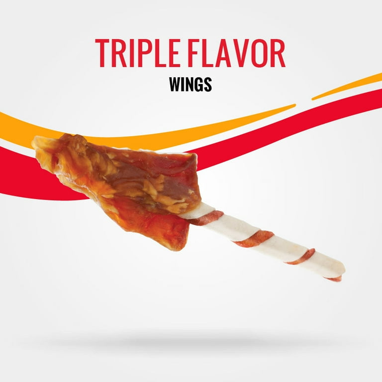 Good n Fun Triple Flavor Wings Rawhide Chew for All Dogs 4 oz