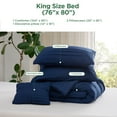thumbnail image 5 of Cozy Comfort King Comforter Set, 4 Pieces Soft Pinch Pleat Navy Bedding Set for All Season, 5 of 7